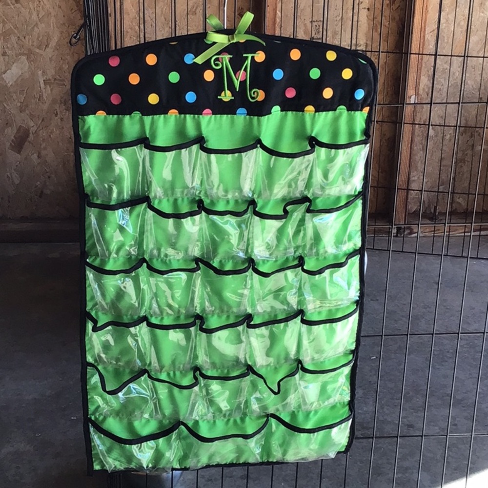 M Monogram Green and Black Dual Hanging Jewelry Organizer